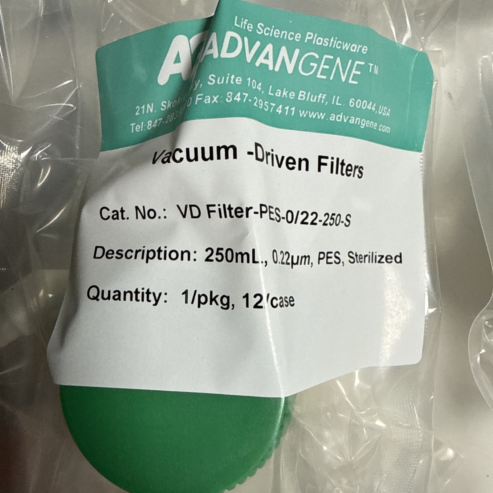 Advangene 250ml, 0.22 Micron, PES Sterile – 1 Pack (6 Count) Vacuum Filters