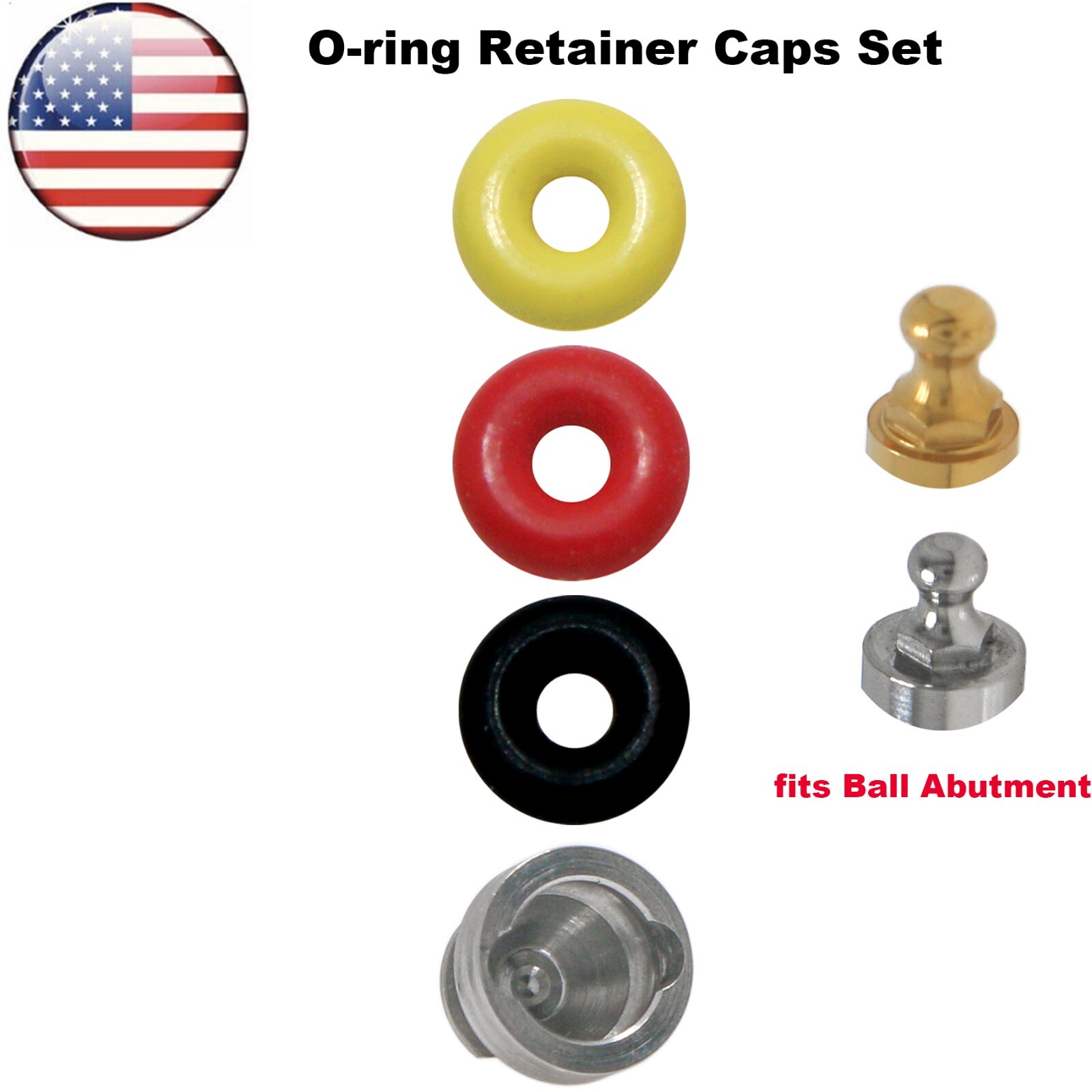 US Implant O-Ring Caps Kit fits Hiossen Osstem Dental Ball Attachment Abutment