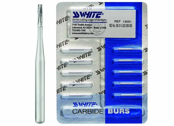 SS WHITE Dental Carbide Burs FG 556 Cross Cut Straight Fissure (pack of 10)