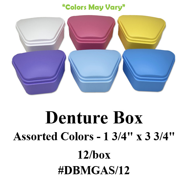 Dental DENTURE BOX/CASE – 12/pkg Assortment colors