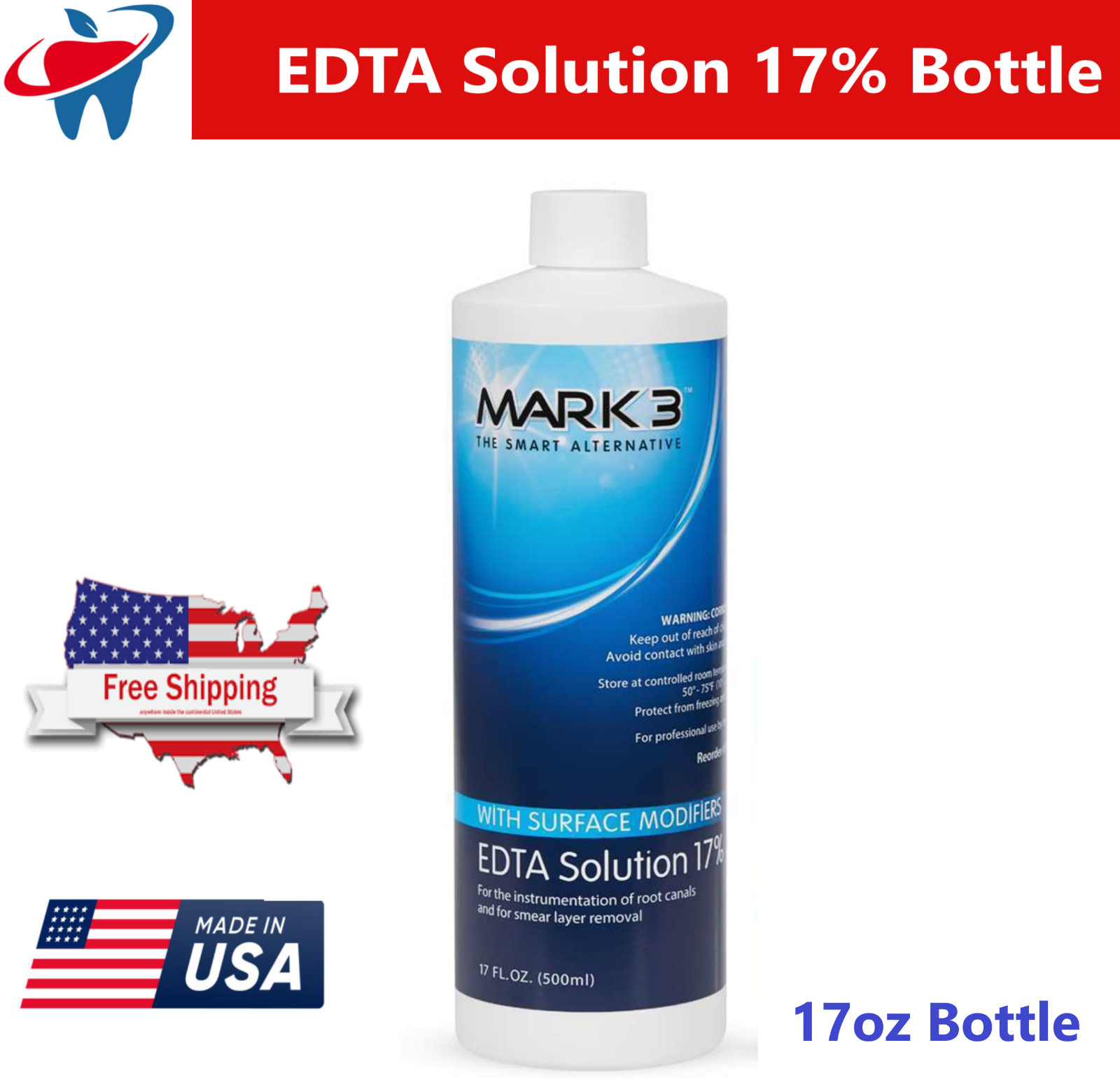 Dental EDTA Solution 17% with Surface Modifiers For Root Canal 17oz Mark3 10/26