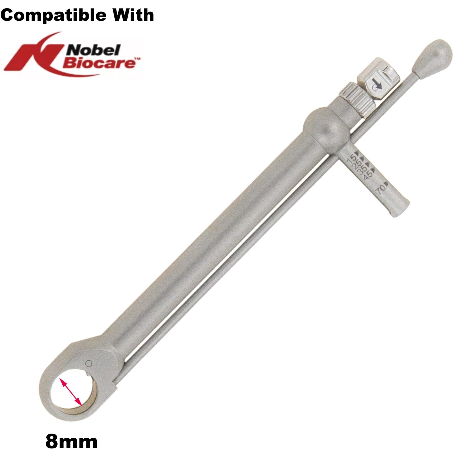 Dental Nobel 8mm 15-70Ncm Hand Implant Prosthetic Manual 7mm Torque Wrench