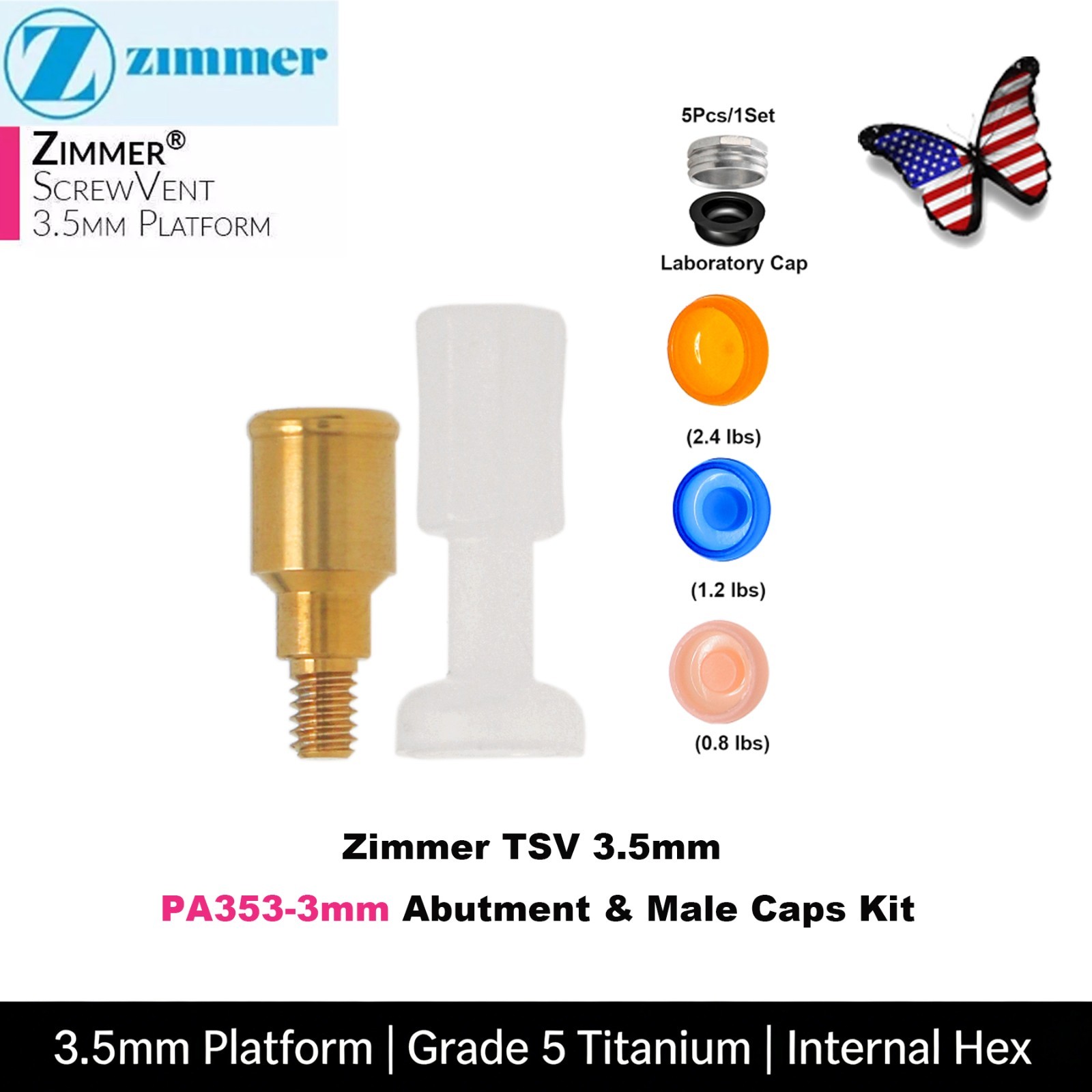 US Locator Overdenture Abutment Fit Zimmer Tapered TSV 3.5/4.5mm BEGO MIS Cortex