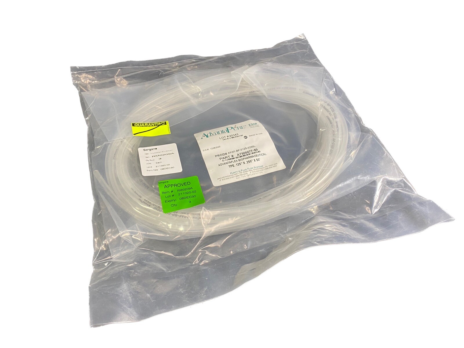 ADVANTAPURE .125″x.250″x50′ Advantaflex Biopharmaceutical A7500077-50 (1/cs)