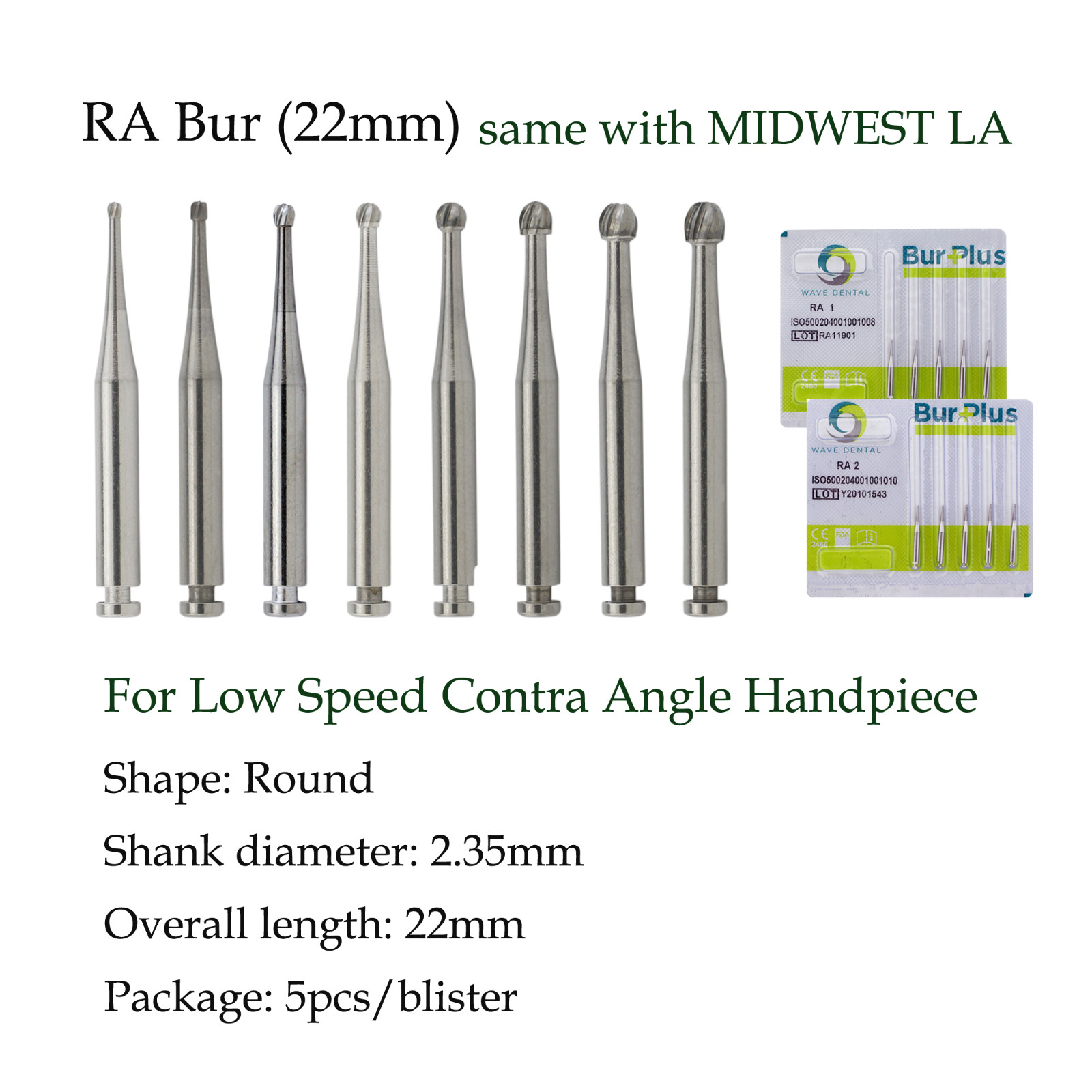 Wave Dental Carbide Burs Surgical Bur Latch Round RA SURG 2 4 6 8 Contra Angle