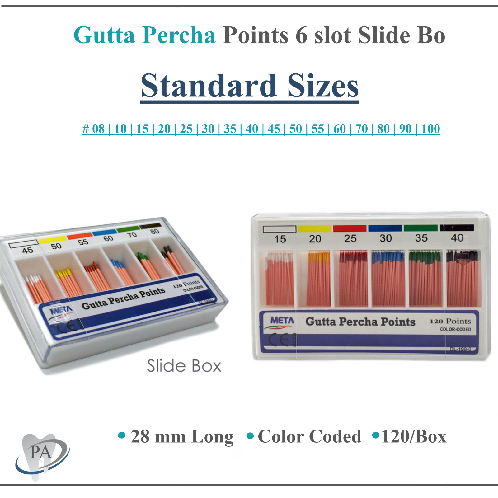 Dental Endo Gutta Percha Points 120/pk – Meta Standart Taper For Root Canal