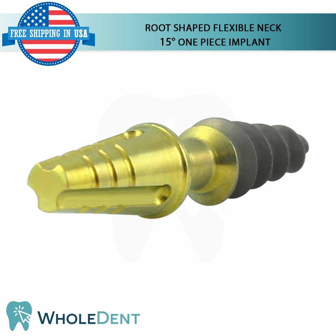X1 Dental Root Shaped Flexible Neck One Piece 15° Titanium Sterile RBM