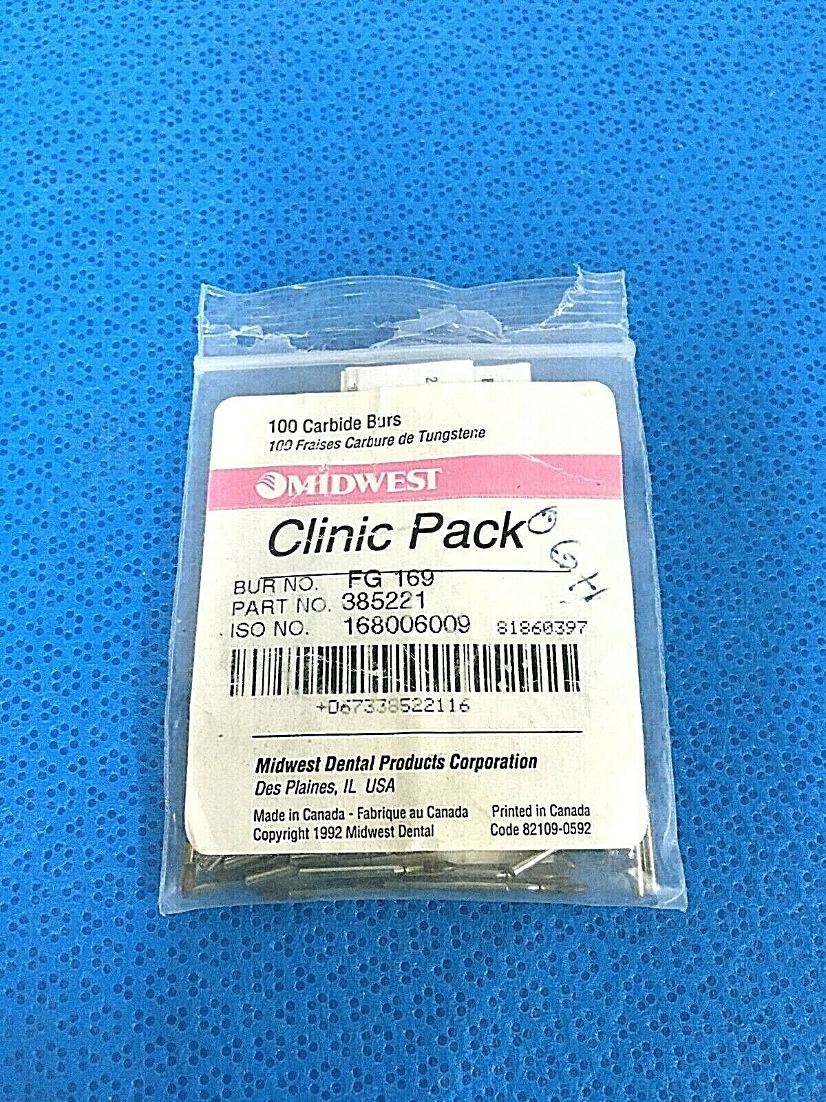 Midwest Clinic Pack FG169, 385221, Carbide Burs New Opened Bag of x71.