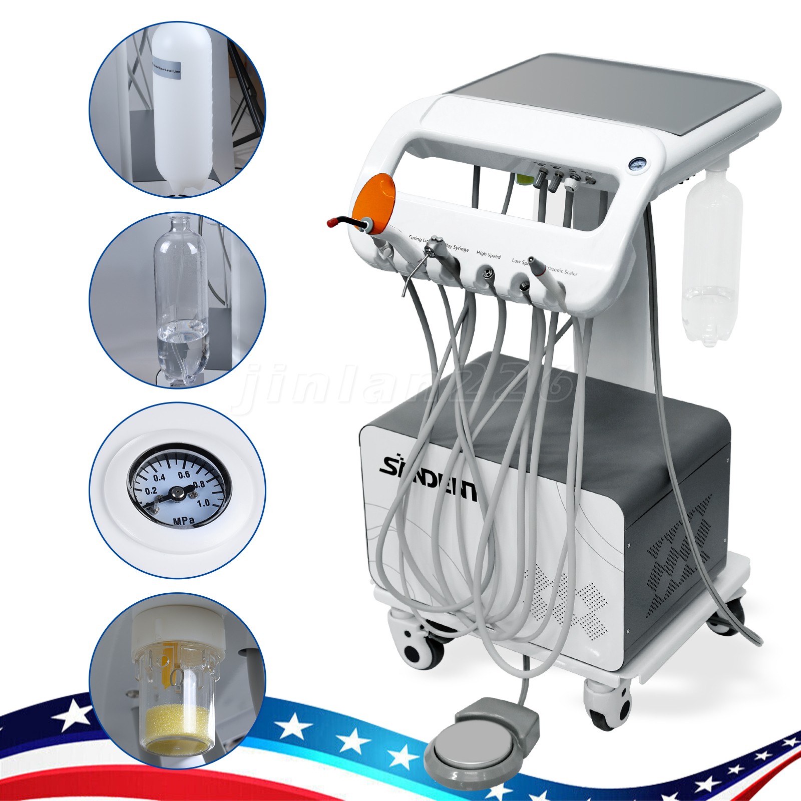 Portable Dental Delivery Unit With Air Compressor Strong Suction 4Hole