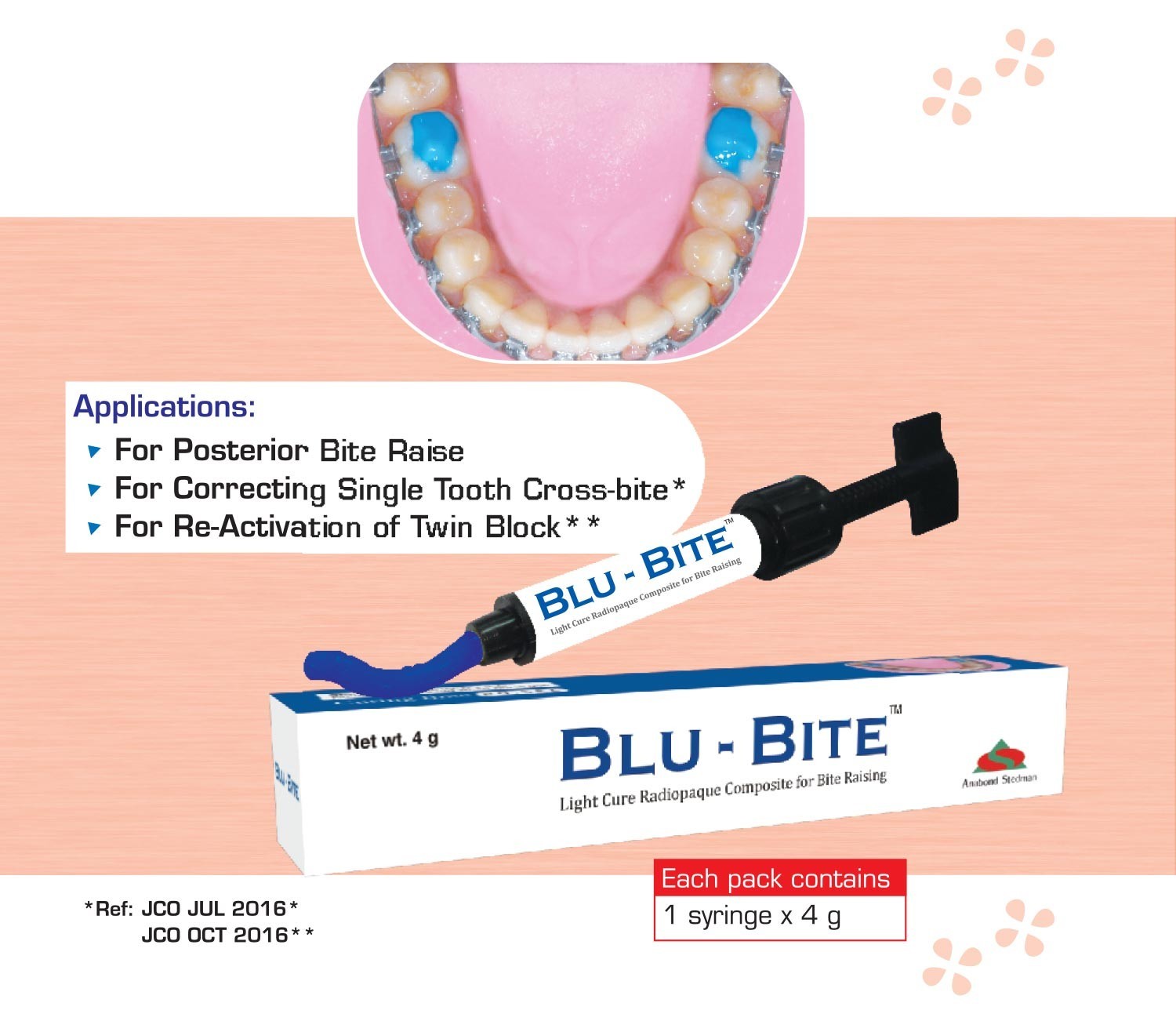 Dental Anabond Blu-Bite Light Cure Radiopaque Composite 1 x 4gm ( Free Ship )