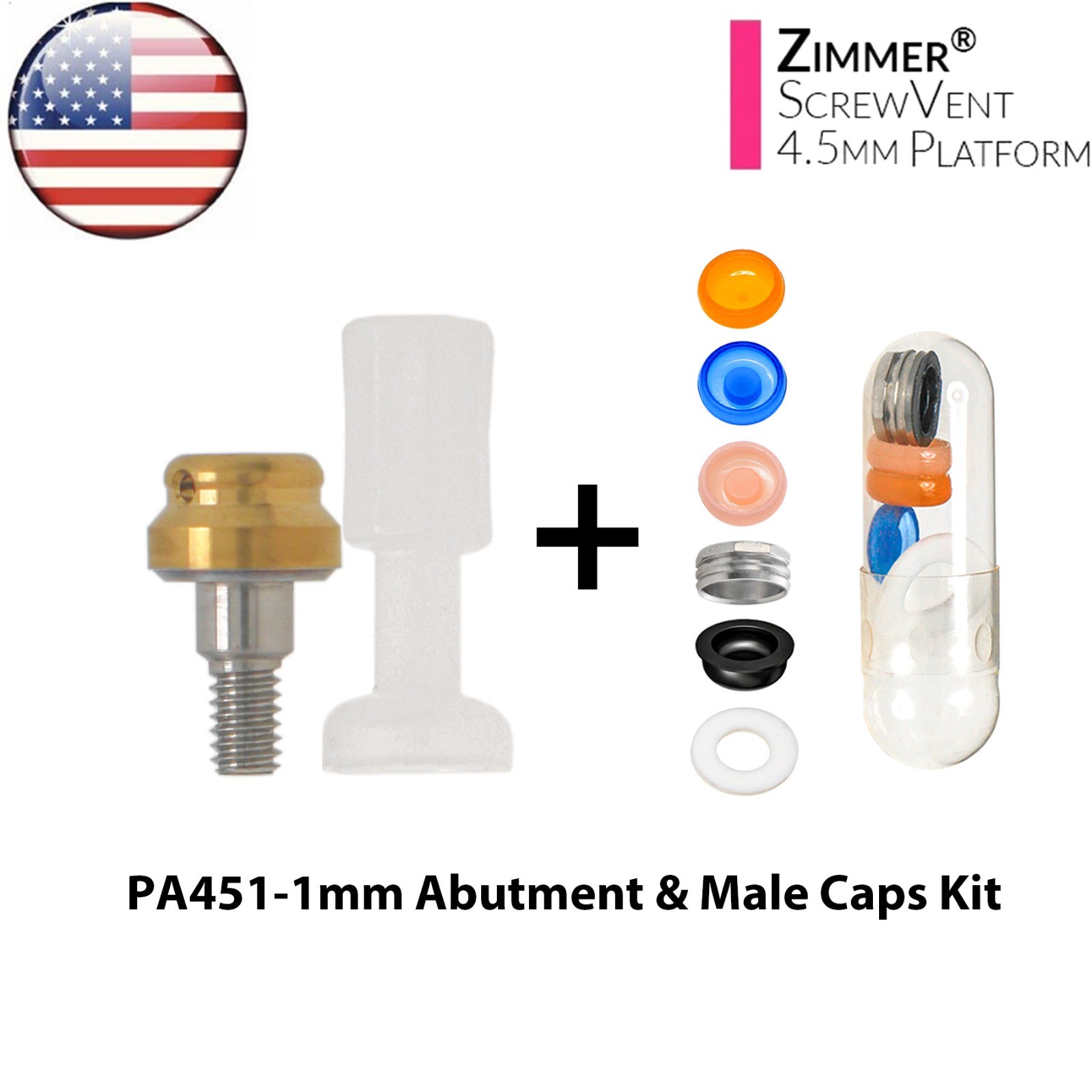 US Dental Locator Abutment For Zimmer Tapered Screw-Vent TSV Ø3.5/4.5mm Platform
