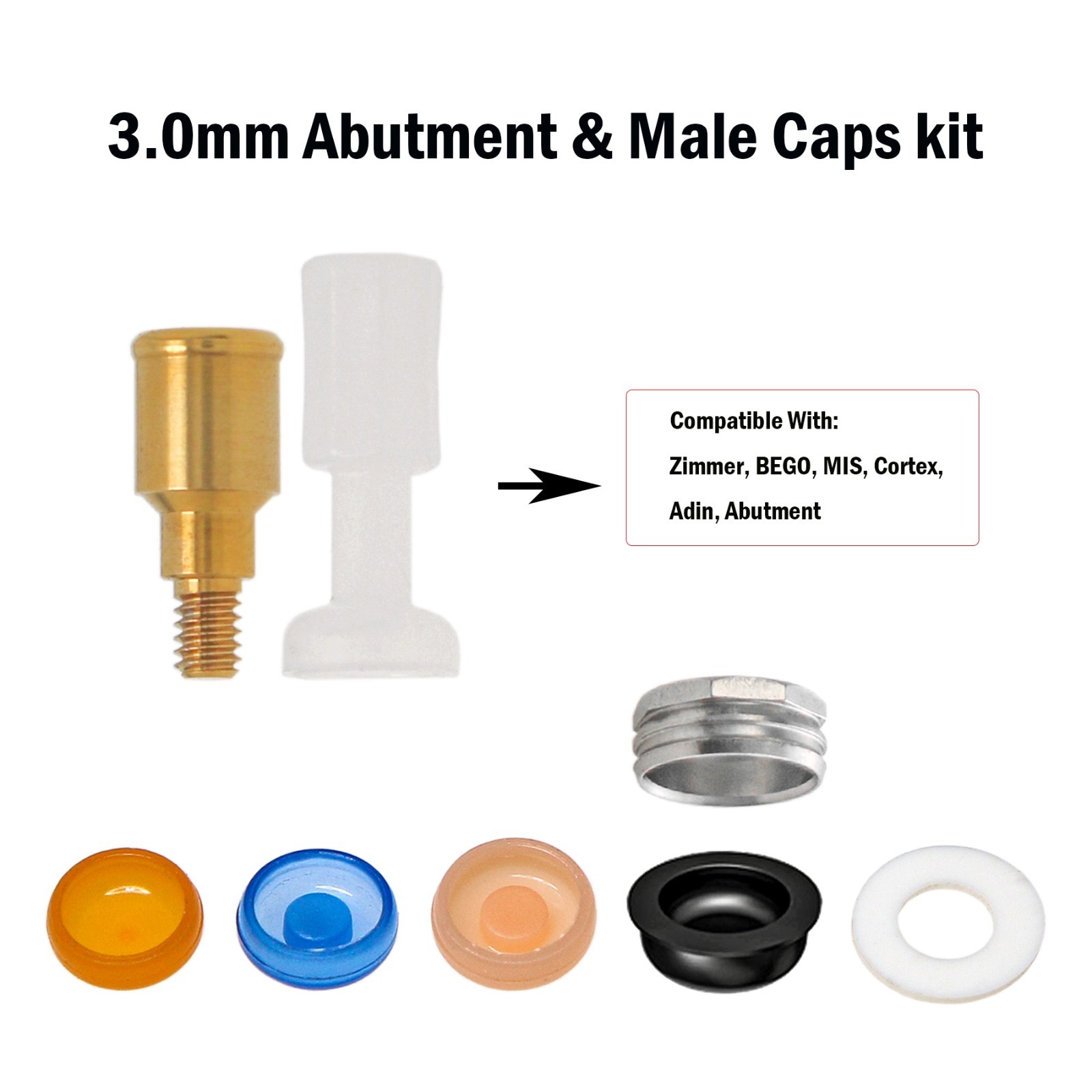 US Zimmer Screw-Vent 3.5mm Platform Abutment 1.0-5.0mm Overdenture Compatible
