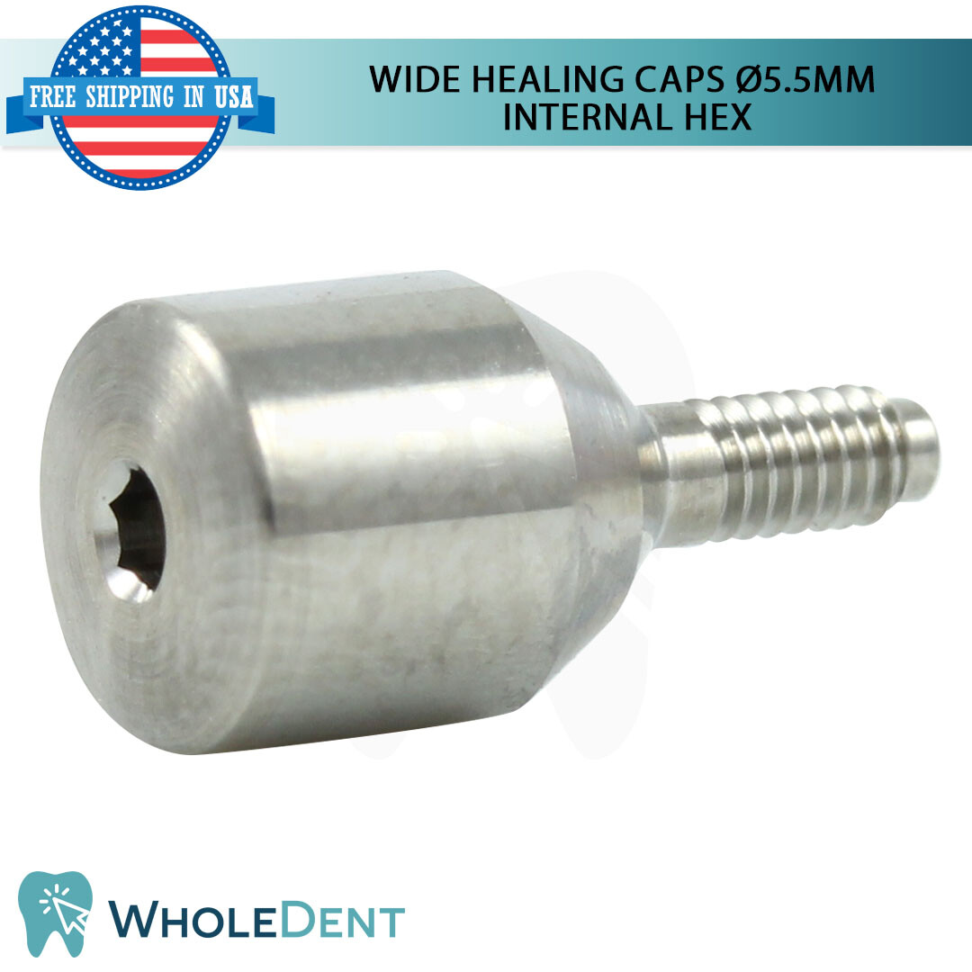 1x Wide Titanium Healing Cap Prosthetic Ø5.5mm Int Hex 2.42mm Dental Lab