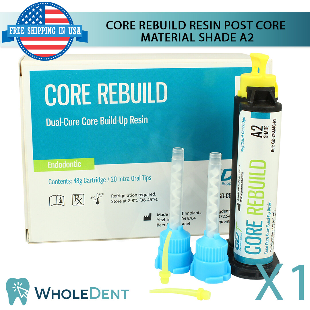Core Rebuild Resin Cartridge Shade A2 Build Up Dental 48g AutoMix Fiber Post