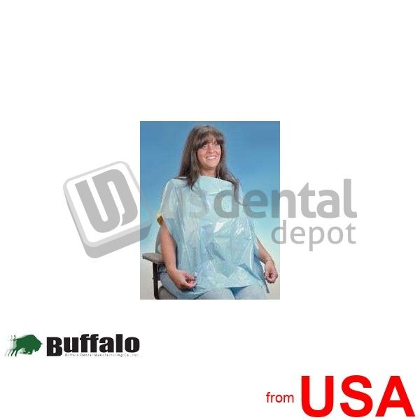 BUFFALO Soft Disposable BLUE Plastic Patient Apron, Large size 26in x – 424604