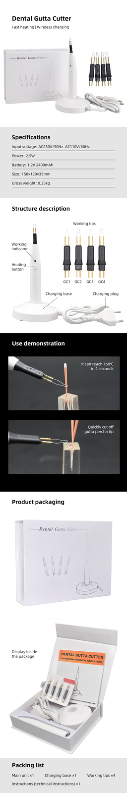 Dental Gutta Percha Obturation Pen 3S Rapid Heating Root Canal Filling System