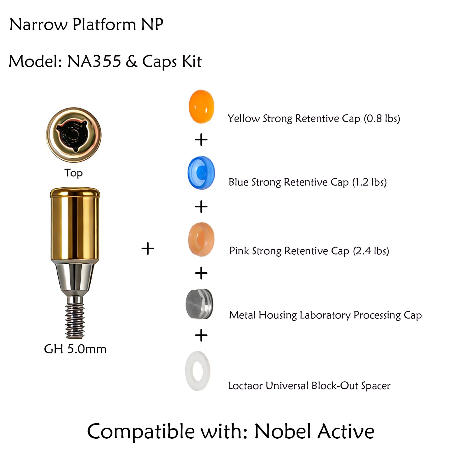 Zest Locator Anchor Abutment for NOBEL NobelActive Conical Connection NP 1-5mmGH