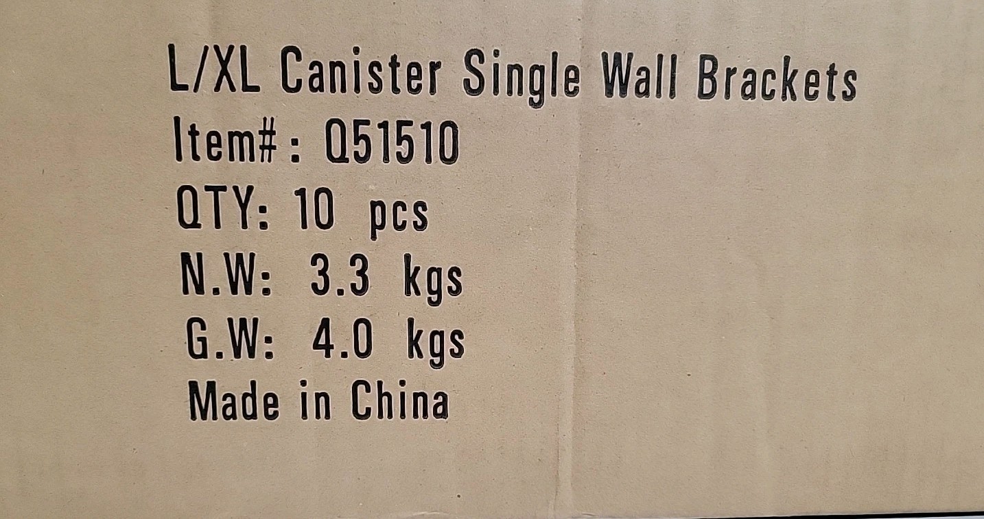 10 Count Sani-Bracket Large/Extra Large Canister Single Wall Bracket Case Q51510