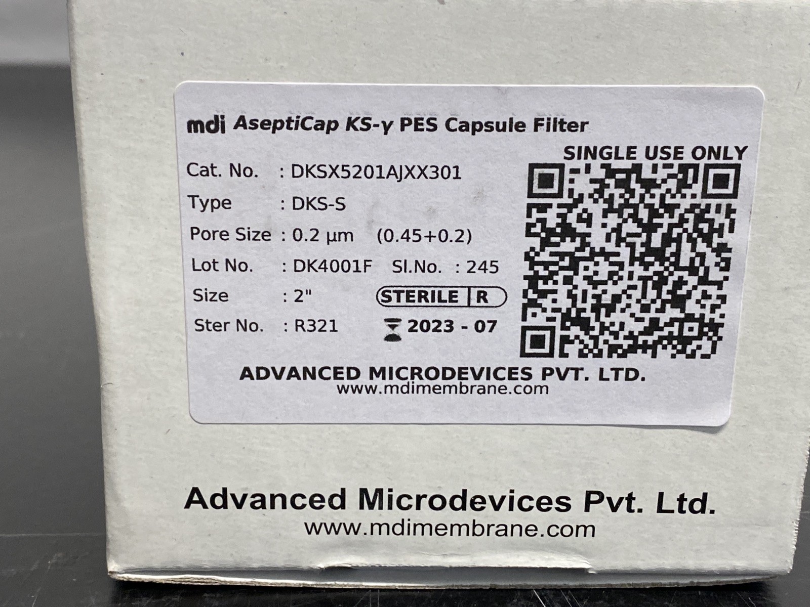 Advanced Microdevices MDI 2” AseptiCap KS-y PES Capsule Filter DKSX5201AJXX301