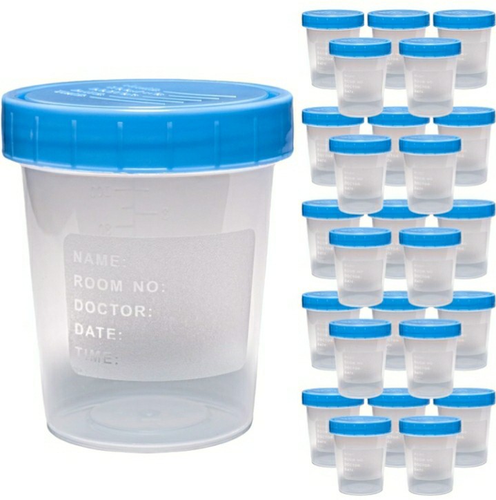 Lot Of 25 – Specimen Cups with Leak Proof on Lids 4oz Clear Non-Sterile