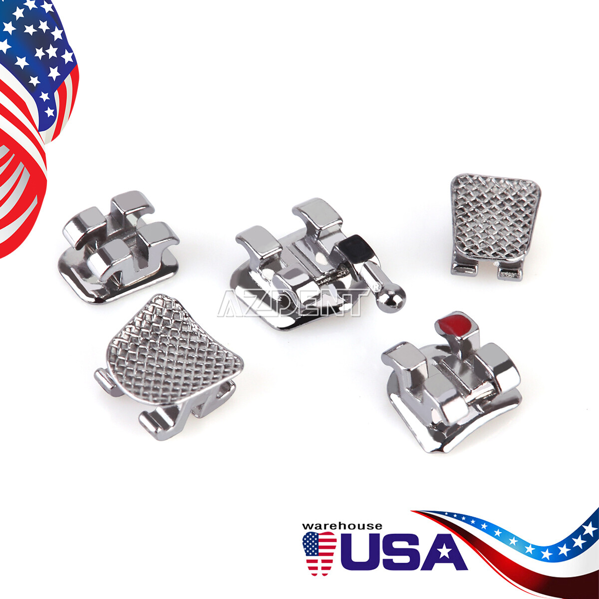 20Pack AZDENT Dental Orthodontic Bracket Braces Mini Roth Slot.022 345 Hooks