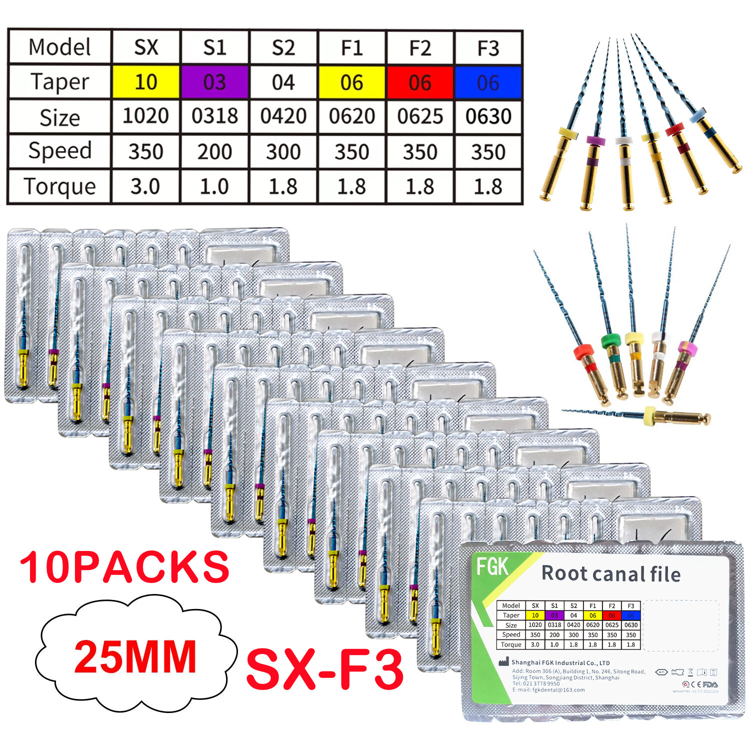 Dental Niti Heat Treated Rotary Endo File Root Canal Engine Use SX-F3 21/25mm