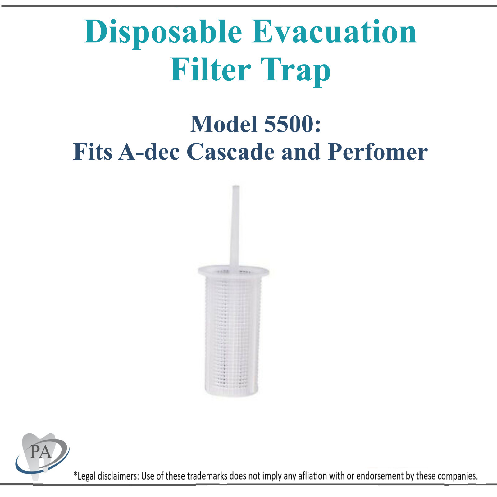Dental Disposable Evacuation Trap Model 5500, Fits A-dec Cascade & Performer