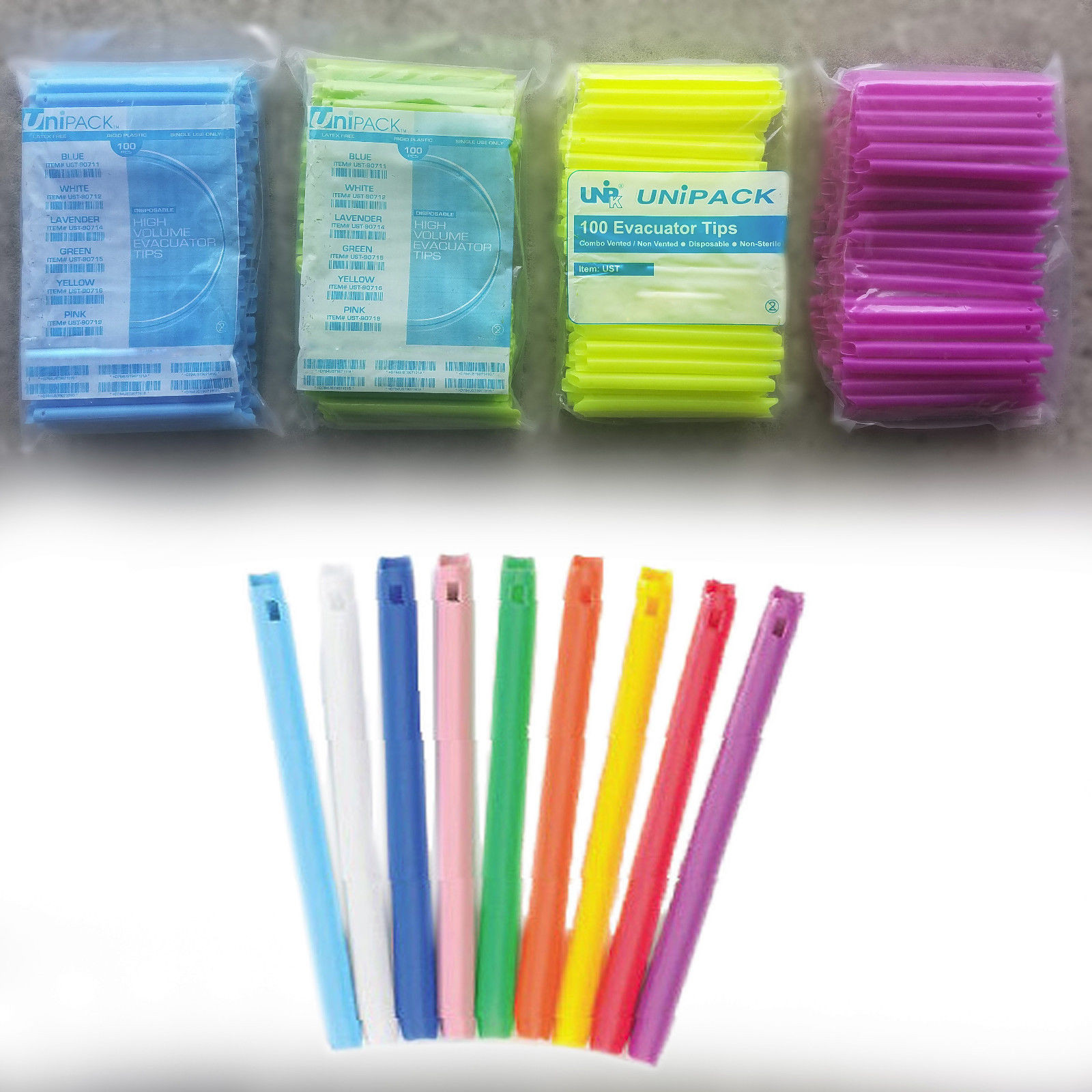 up to 2000 HVE VENTED UNVENTED COMBO DENTAL EVACUATOR TIPS optional COLORS