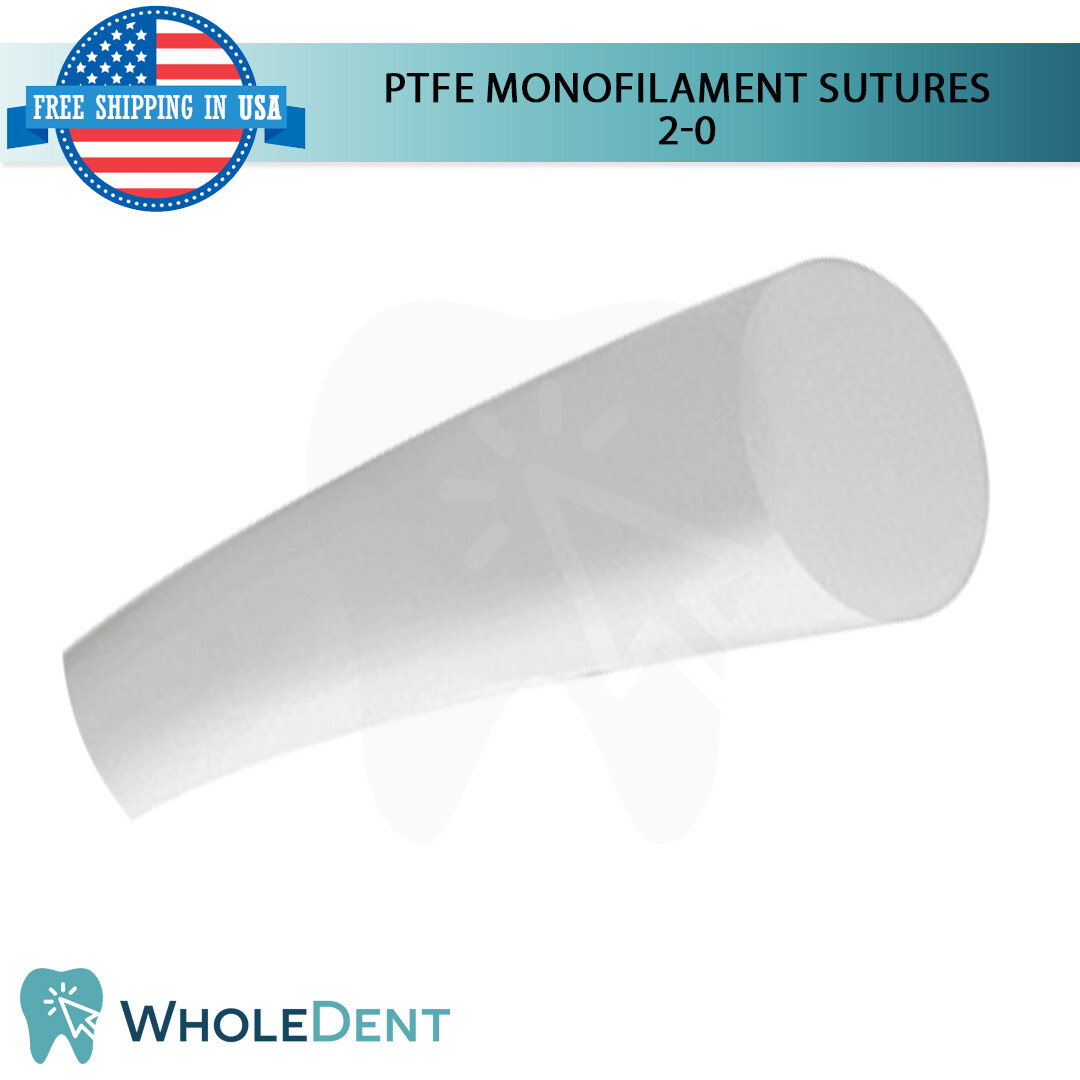 Monofilament PTFE Synthetic Suture Sewing Thread 3/8 Circle Reverse Sterile 2-0