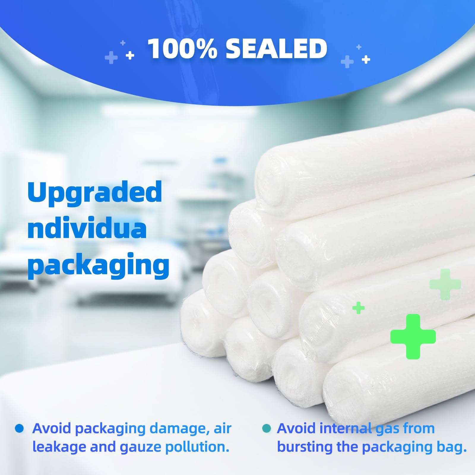 Radiia 32 Pack Gauze Rolls, 4″ x 4.1 Yards, Premium Stretch 4IN, C-32p