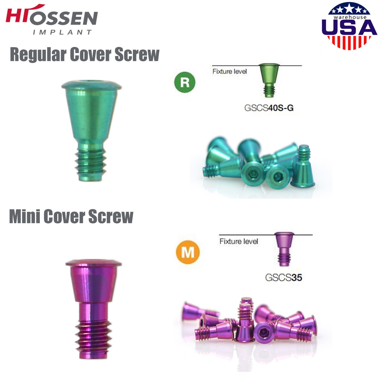 US OSS Dental Caps Healing Abutment Cap Mini Regular Platform Fits Oss Hiossen