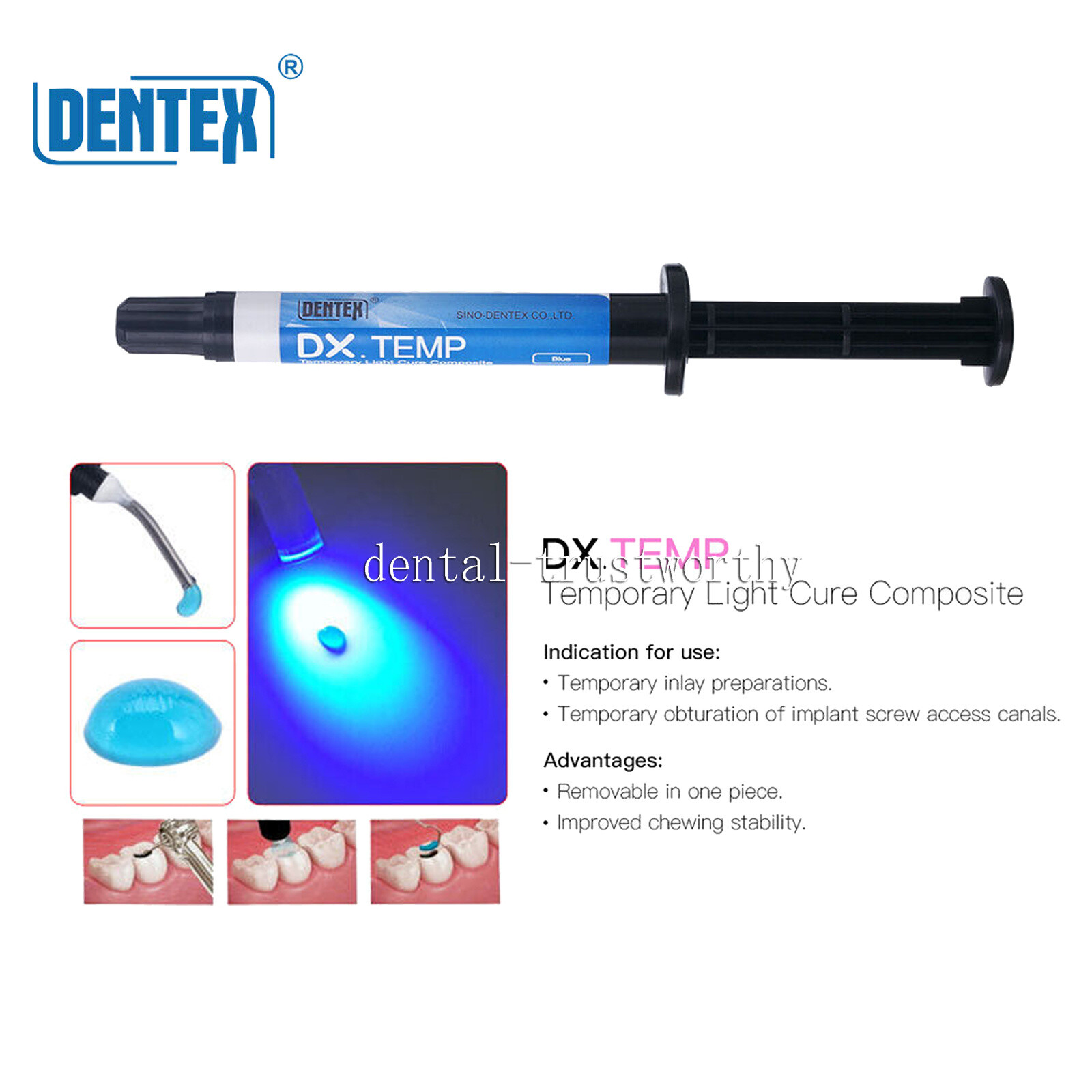 Dentex DX.TEMP Dental Temporary Flow Light Cure Filling Composite Material Resin