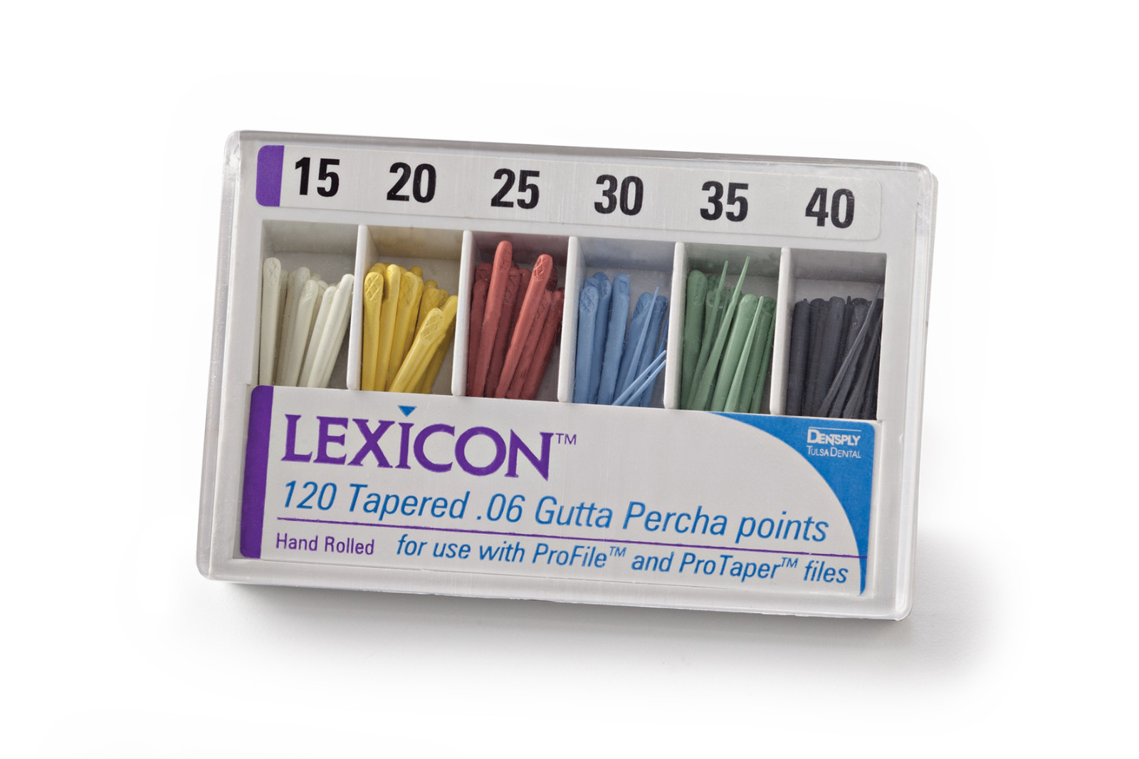 DentSply Lexicon Color-coded Gutta-Percha Points .04 Taper (120/pk)