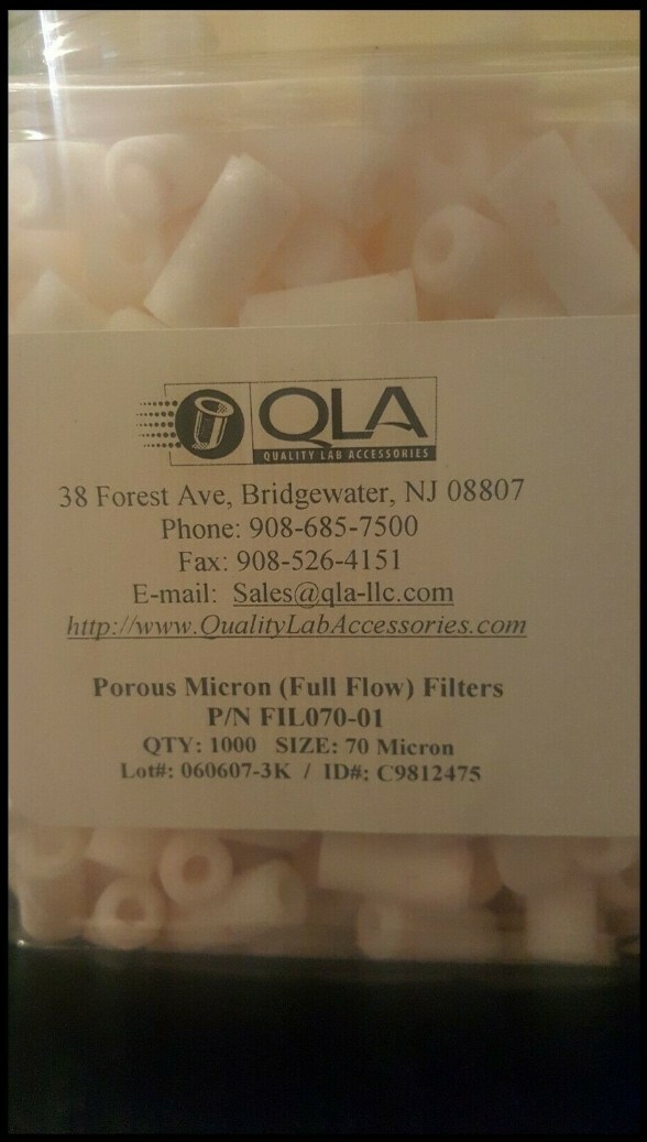 QLA Porous Micron Full Flow Filters P/N FIL070-01 Agilent/ VanKel/ Varian compat