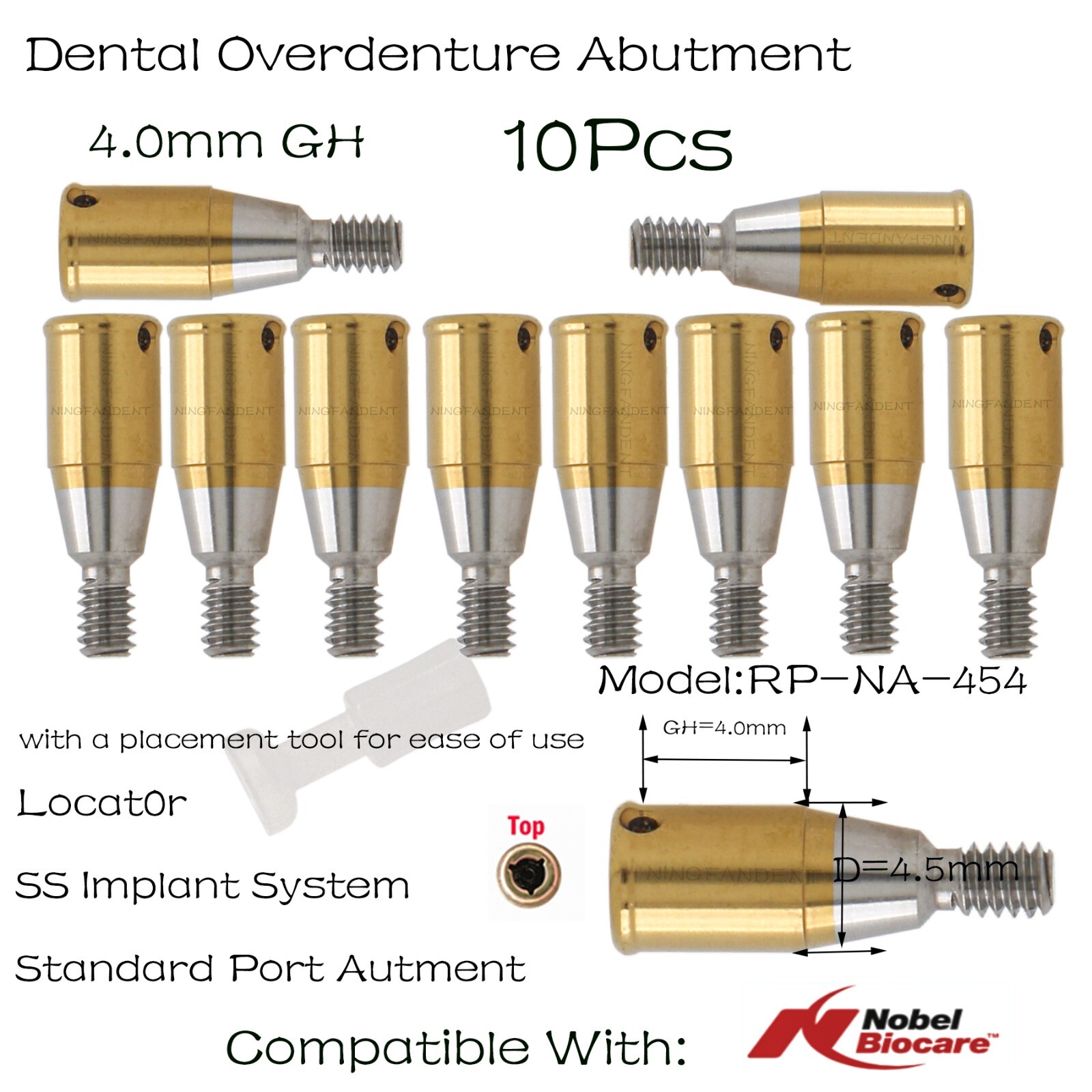 Nobel Biocare Active RP Locator Abutments For 1-5mm GH Conical Connection Ø4.3mm
