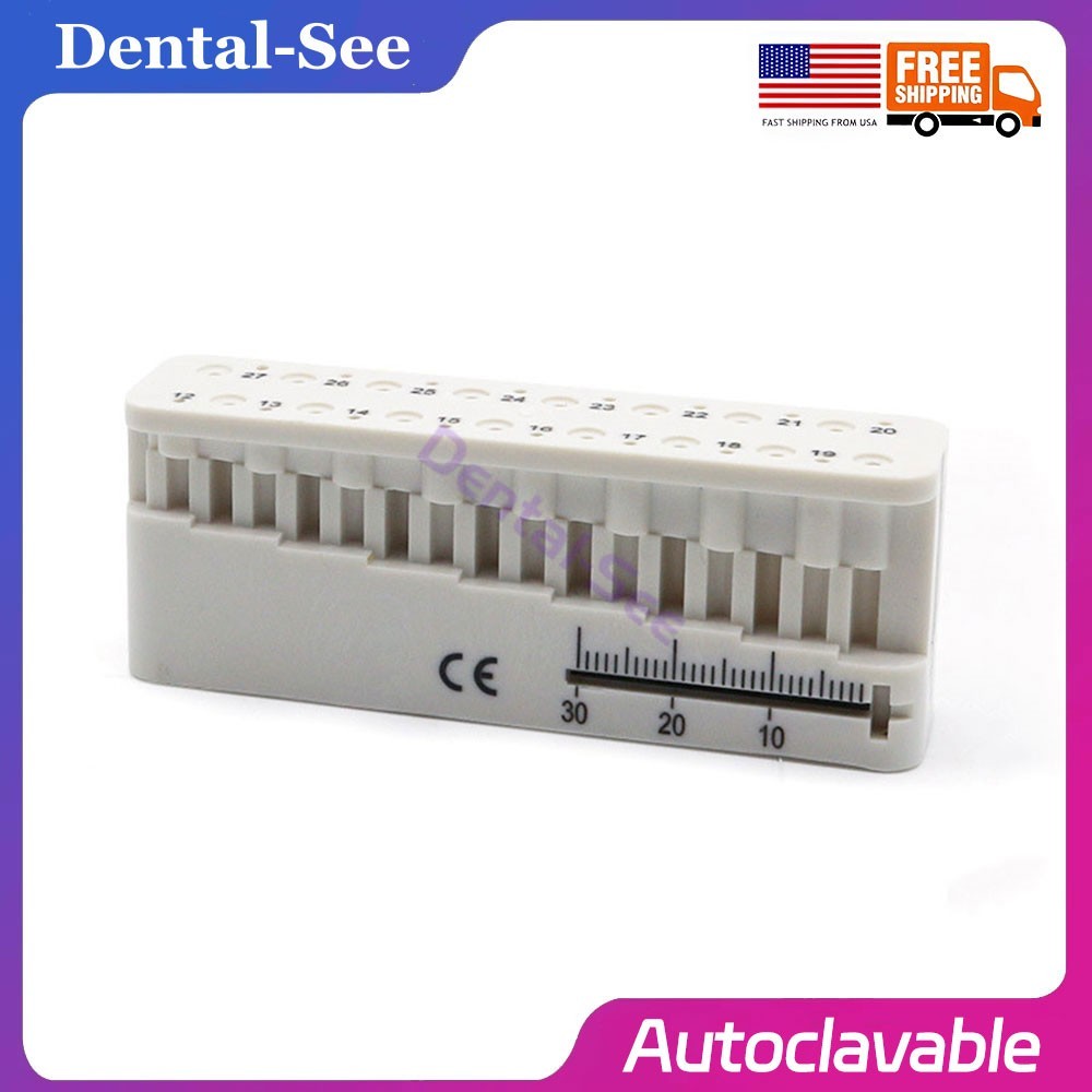 Dental Endo Mini Block File w Endo Measuring Ruler Measure Autoclavable