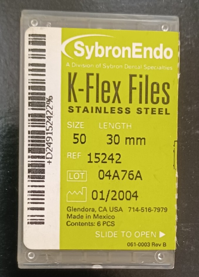 Kerr Sybron Endo Dental Size 50 30mm Stainless Steel K-FLEX file 6-file per box
