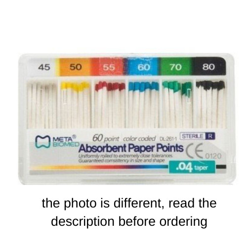 Meta Absorbent Paper Points – Assorted #15-40 Taper Size 0.04, Color Coded
