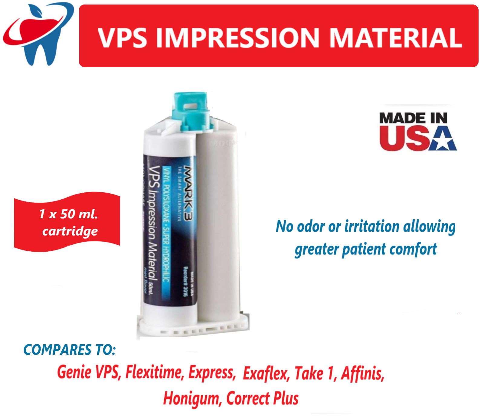 MARK3 Monophase Regular Set VPS Impression Material Heavy Body Fast Set 1-20/Box