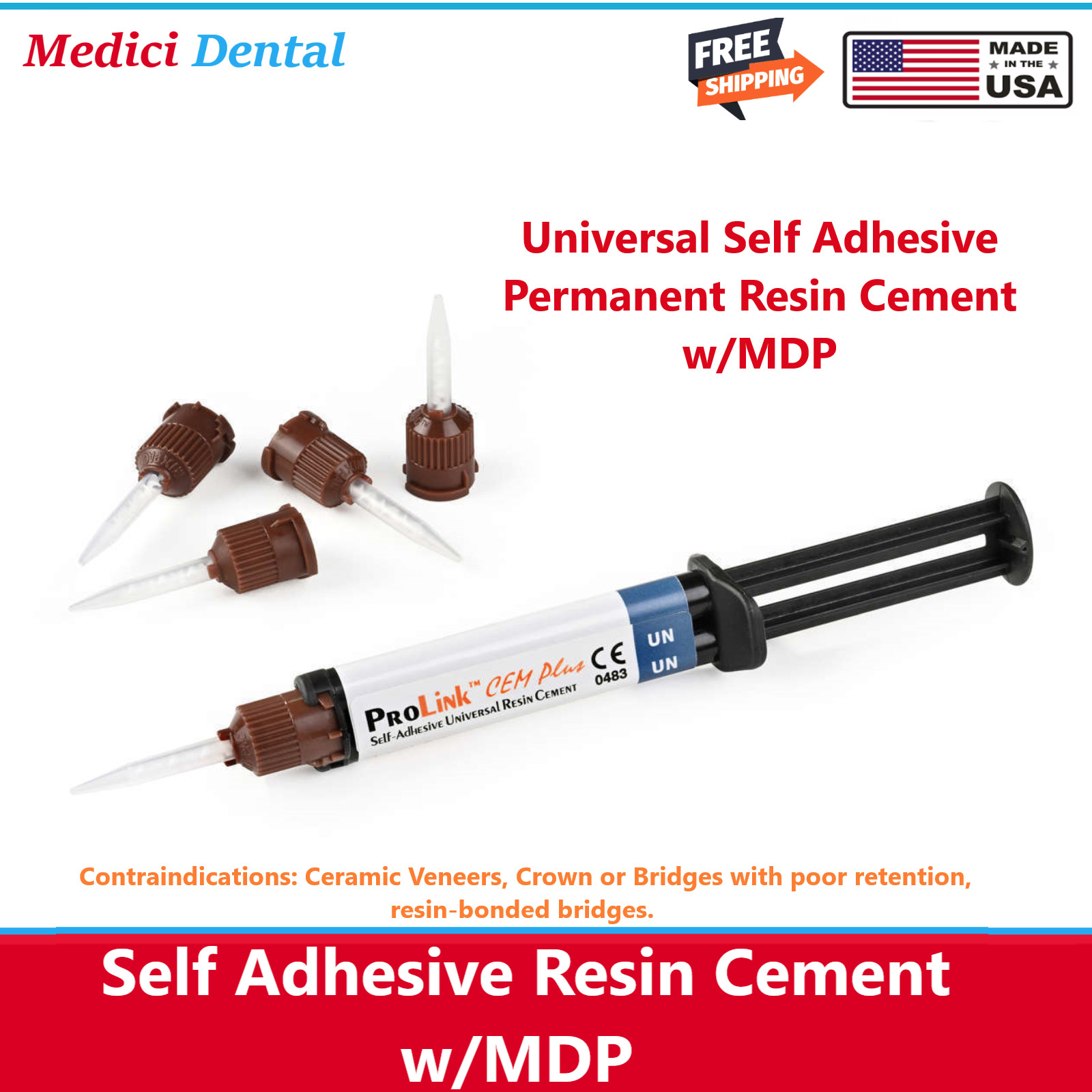Dental Universal Self Adhesive Permanent Resin Cement w/MDP Automix Syr. 5gm.