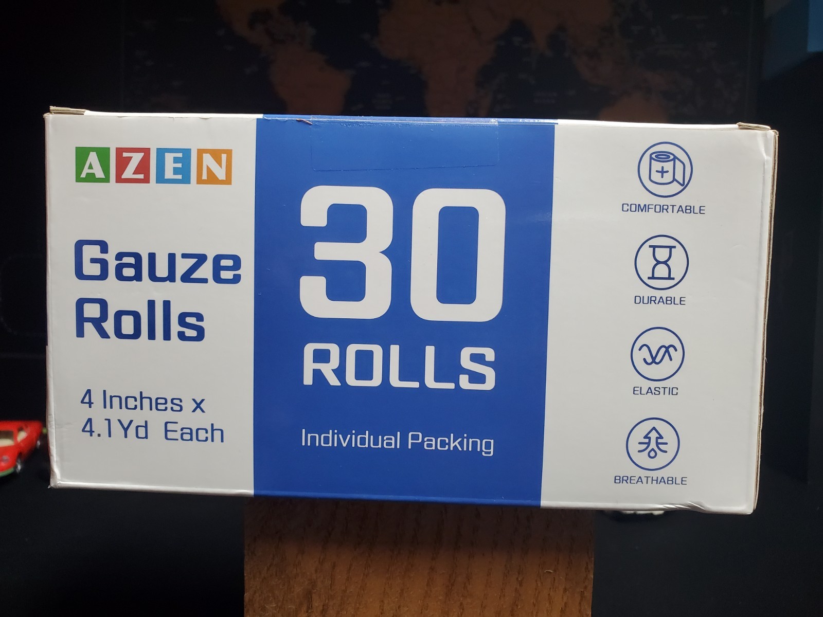 AZEN 30 Pack Gauze Rolls Bandages, 4 in x 4.1 Yards, Premium 4IN, C-30p Free Shi