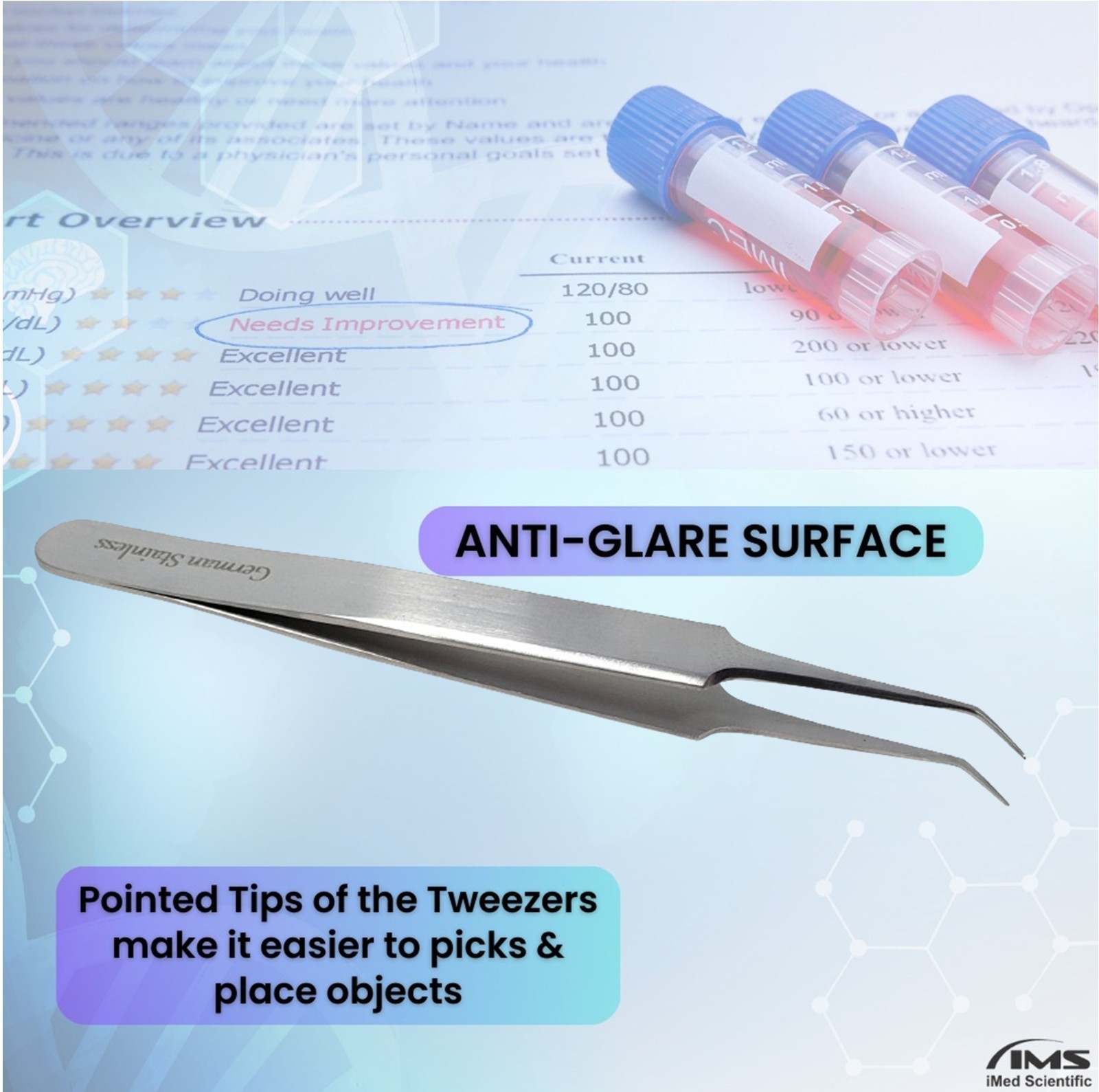 High Precision Stainless Steel Lab Tweezer/Forceps Angled Tips Laboratory Supply
