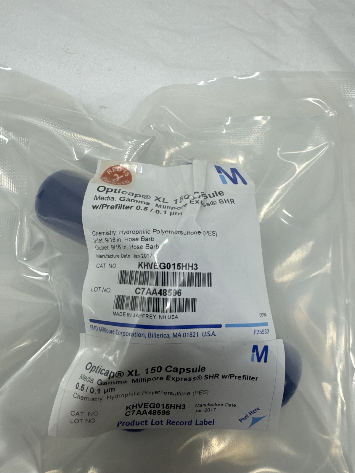MILLIPORE Opticap XL 150 Express SHR Capsules 0.5/0.1um KHVEG015HH3 Lab Supply