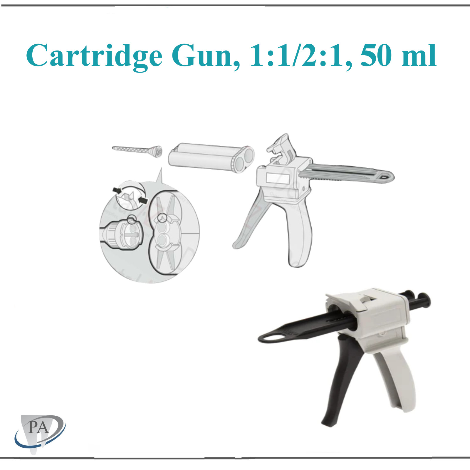 Dental VPS Gun, Core Material Dispenser, Universal Guns for Crown & Bridge, 1/Ea