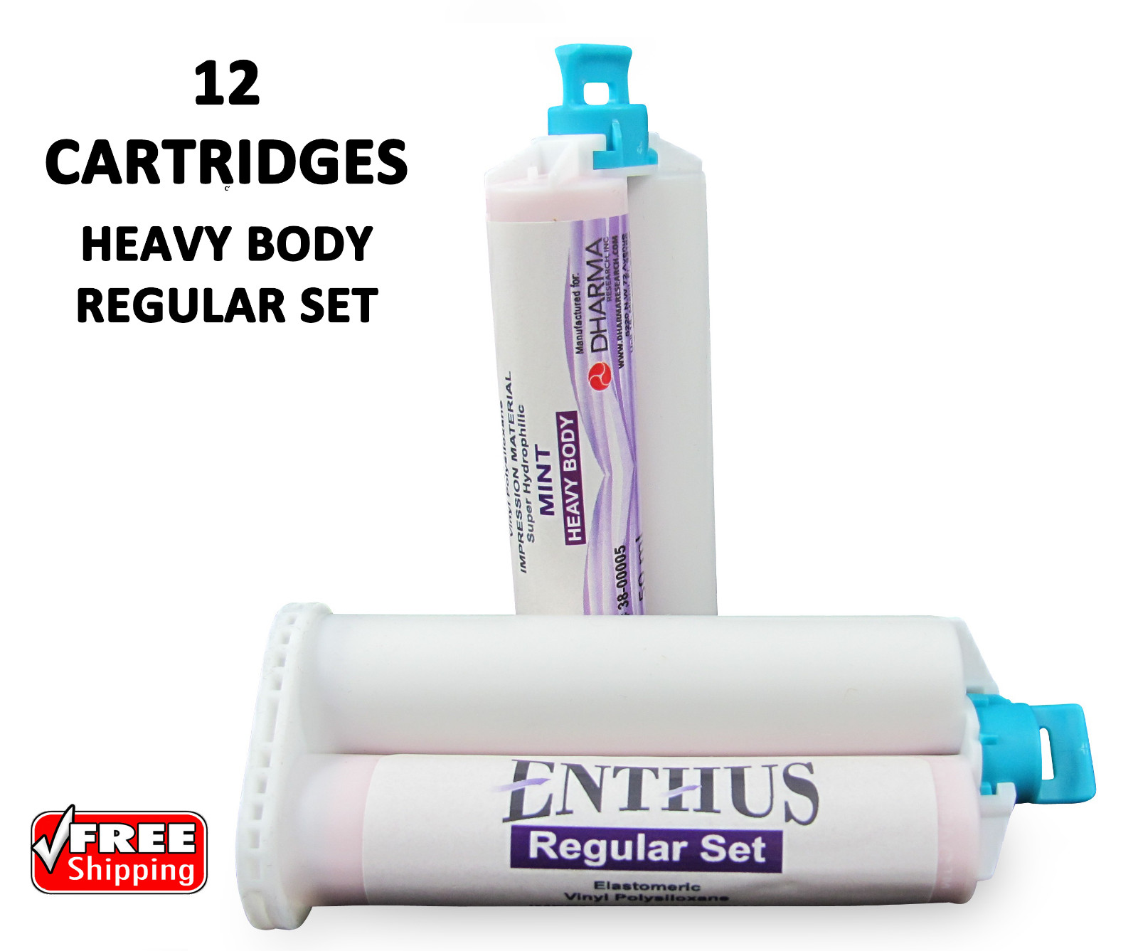 HEAVY BODY VPS Impression Material REGULAR SET – Enthus – 12 X 50ml Cartridges