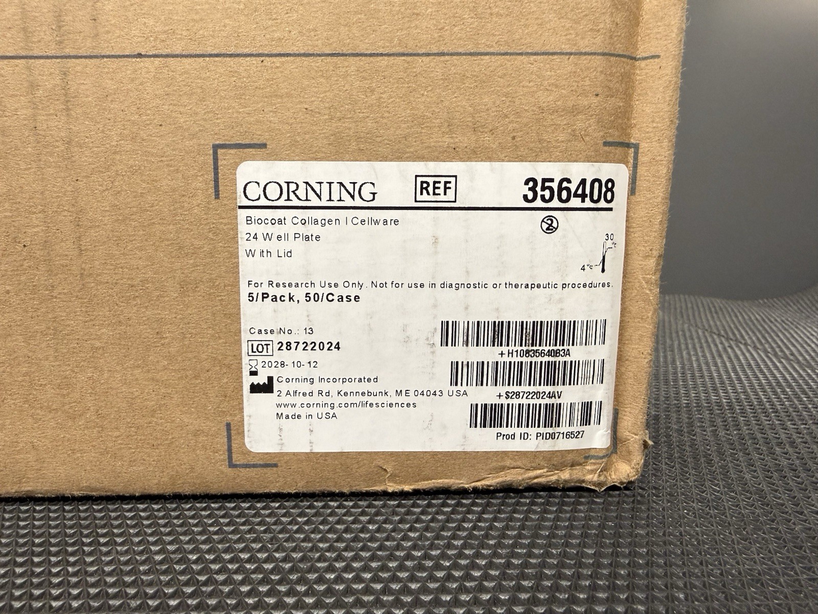 Corning BioCoat 356408 24 Well Plate w/Lid, 5 Per Pack/10 Packs, Exp. 2028-10-12