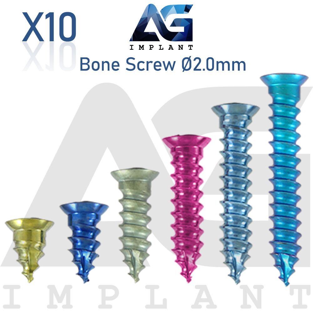 10 Titanium Screw Ø2.0mm Guided Regeneration GBR Dental Membrane Fix System