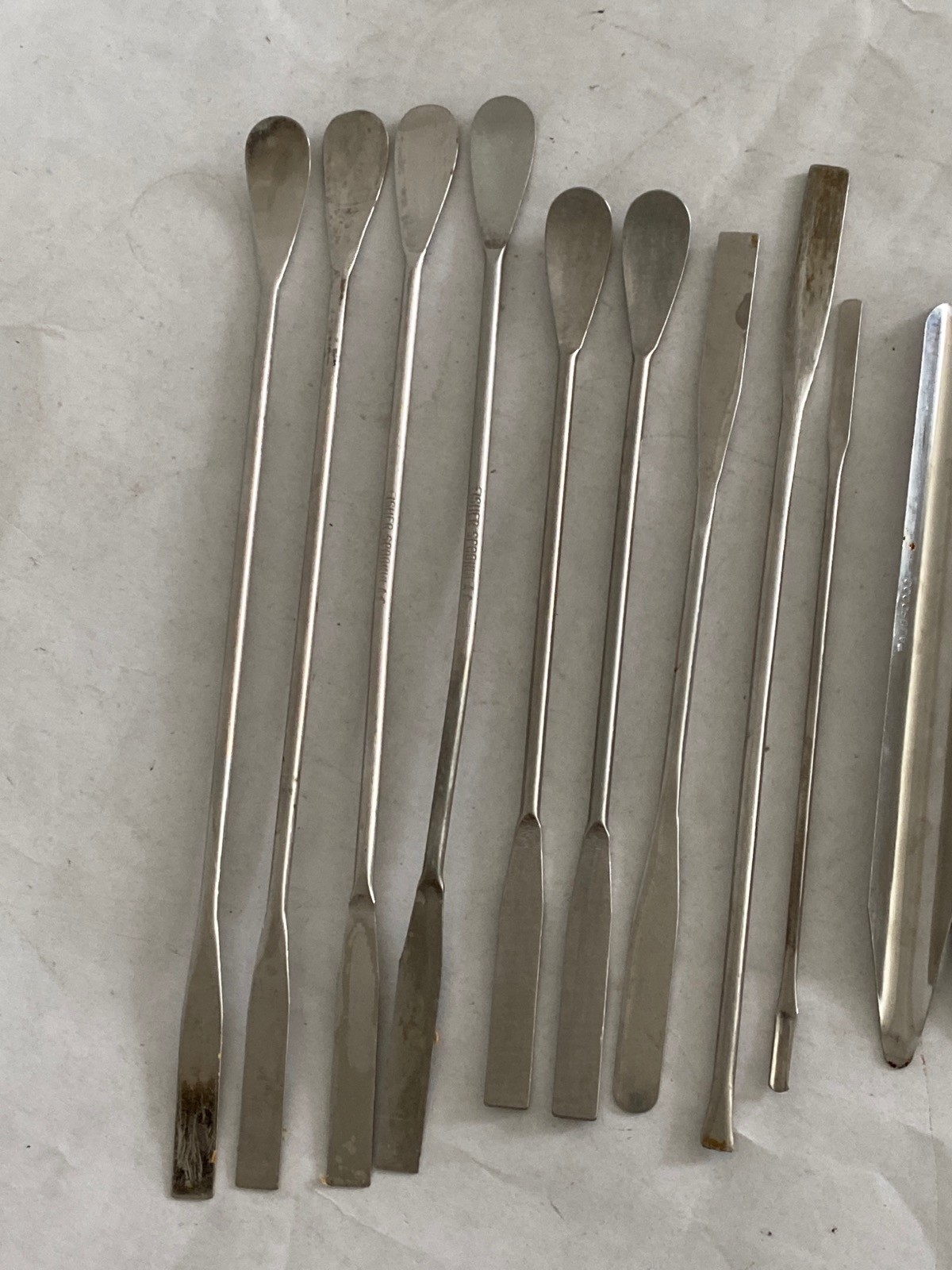 Used (13 Pc) Mixed Lot of Laboratory Stainless Steel Spatulas & Scoops