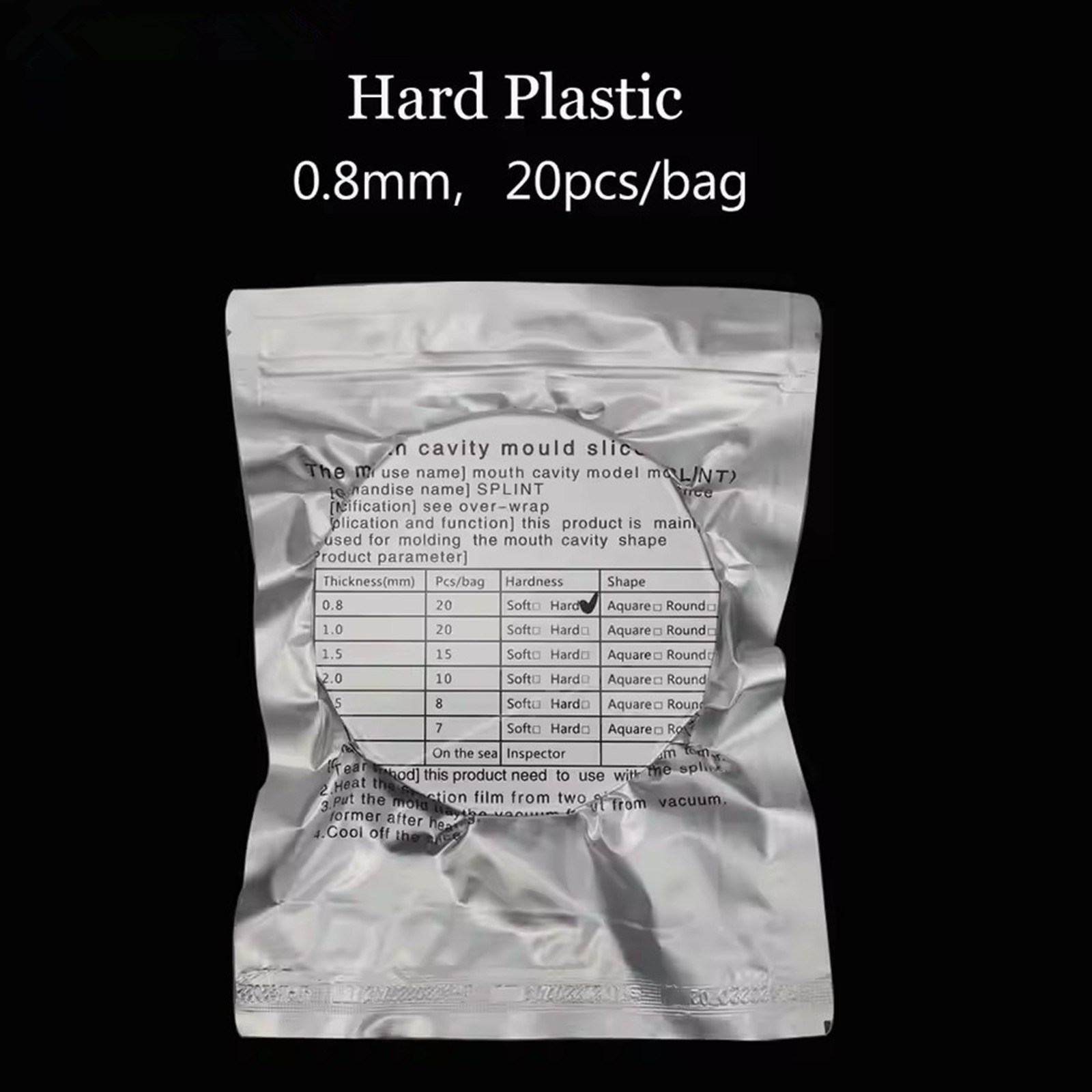 20Pcs Dental Lab Splint Thermoforming Materials Vacuum Forming Sheet 0.8mm Hard
