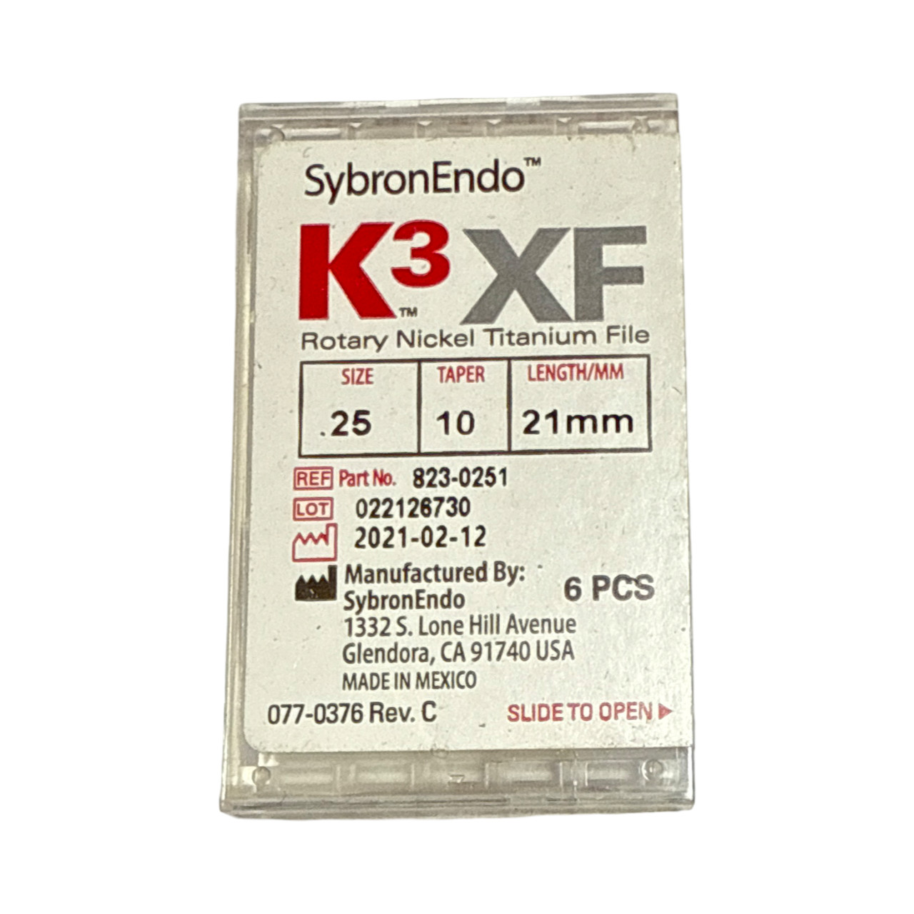 SybronEndo K3 Nickel-Titanium Files NiTi Endo Files K3 .25/10 21mm
